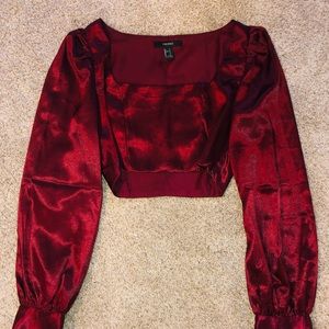 Red Silk Crop Top